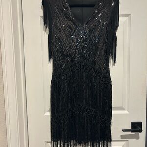 Babeyond Black sequin flapper dress M